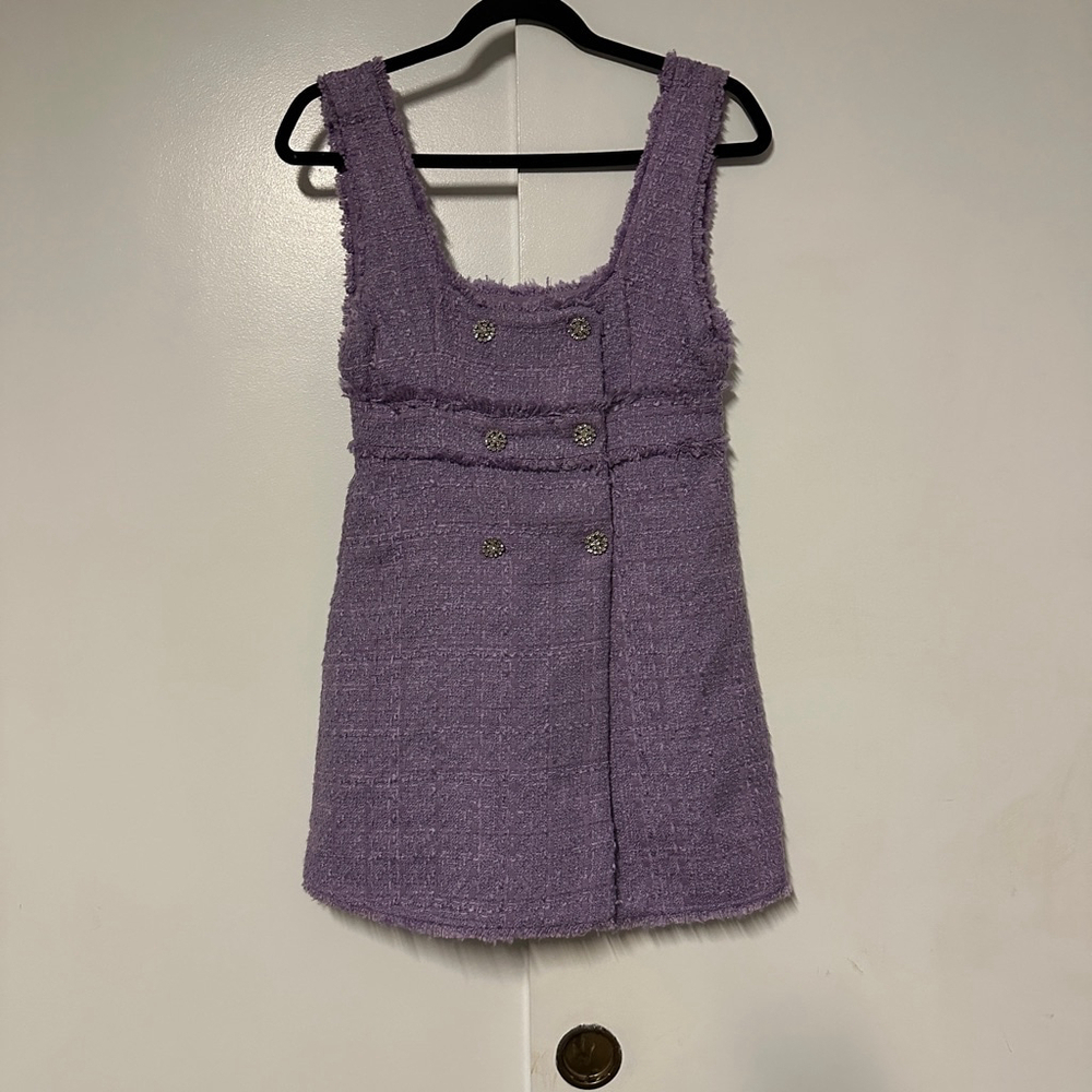 Zara tweeted purple square neckline mini dress size XS